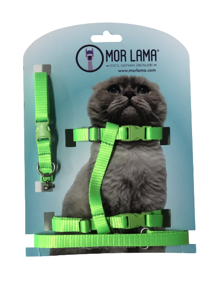 Kedi Göğüs Tasması Fosforlu Yeşil