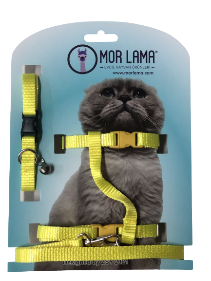 Kedi Göğüs Tasması Fosforlu Sarı