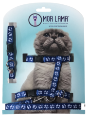 Kedi Göğüs Tasması Mavi Patili