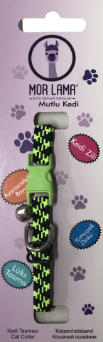 Kedi Boyun Tasması Lastikli Yeşil Siyah
