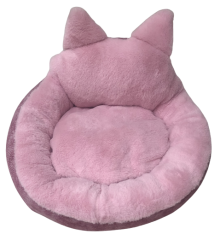 Kedi Kulaklı Simit Yatak Pembe